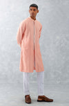 Blush Pink Embroidered Woven Chanderi Kurta Set