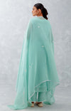 Aqua Blue Embroidered Chanderi Kurta Set
