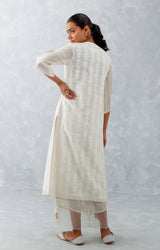 Ivory Embroidered Chanderi Kurta Set