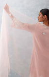 Blush Pink Embroidered Woven Chanderi Kurta Set