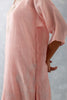 Pink Embroidered Ikat Print Chanderi Kurta Set