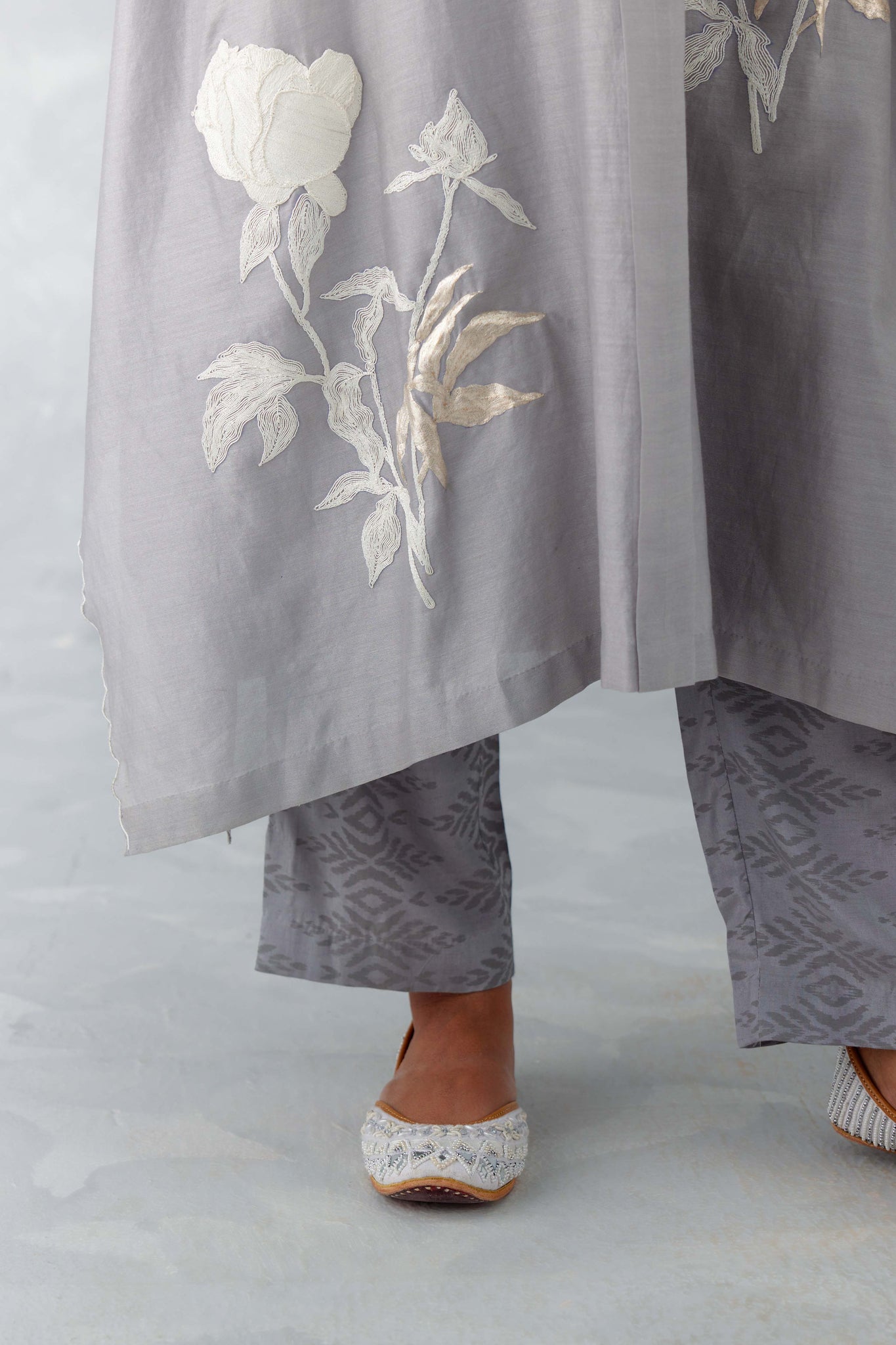 Stitched Chanderi Printed Short Kaftan