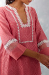 Rose Pink Embroidered Chanderi Kurta Set
