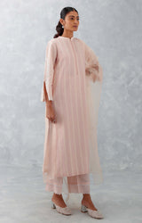 Blush Pink Pin Tucks Embroidered Kurta Set