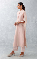 Blush Pink Pin Tucks Embroidered Kurta Set