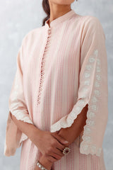 Blush Pink Pin Tucks Embroidered Kurta Set