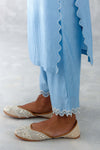 Ice Blue Embroidered Woven Chanderi Kurta Set (RTS)