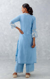 Ice Blue Embroidered Woven Chanderi Kurta Set (RTS)