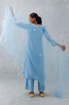 Ice Blue Embroidered Woven Chanderi Kurta Set (RTS)