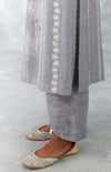 Grey Embroidered Chanderi Kurta Set