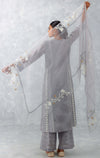 Grey Embroidered Chanderi Kurta Set
