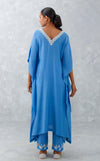 Ice Blue Embroidered Muslin Kaftan Set