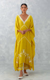 Yellow Embroidered Muslin Kaftan Set (RTS)