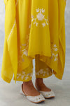 Yellow Embroidered Muslin Kaftan Set
