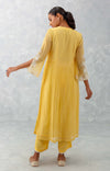 Mango Yellow Embroidered Chanderi Kurta Set