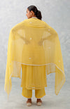 Mango Yellow Embroidered Chanderi Kurta Set