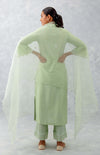 Sea Green Pin Tucks Embroidered Kurta Set