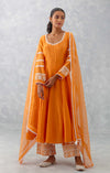 Orange Chanderi Anarkali Set