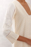 Ivory Mango Pin tucks Embroidered Kurta Set