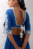 Blue Floral Embroidered Silk Chanderi Lehenga Set