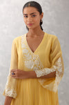 Mango Yellow Embroidered Chanderi Kurta Set