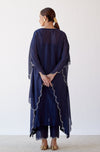Navy Ivory Chanderi Kaftan Set
