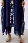 Navy Ivory Chanderi Kaftan Set