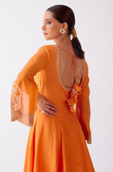 Keerthy Suresh in Orange Dori Embroidered Anarkali Set