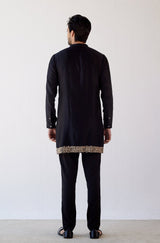 Black Embroidered Short Kurta Set