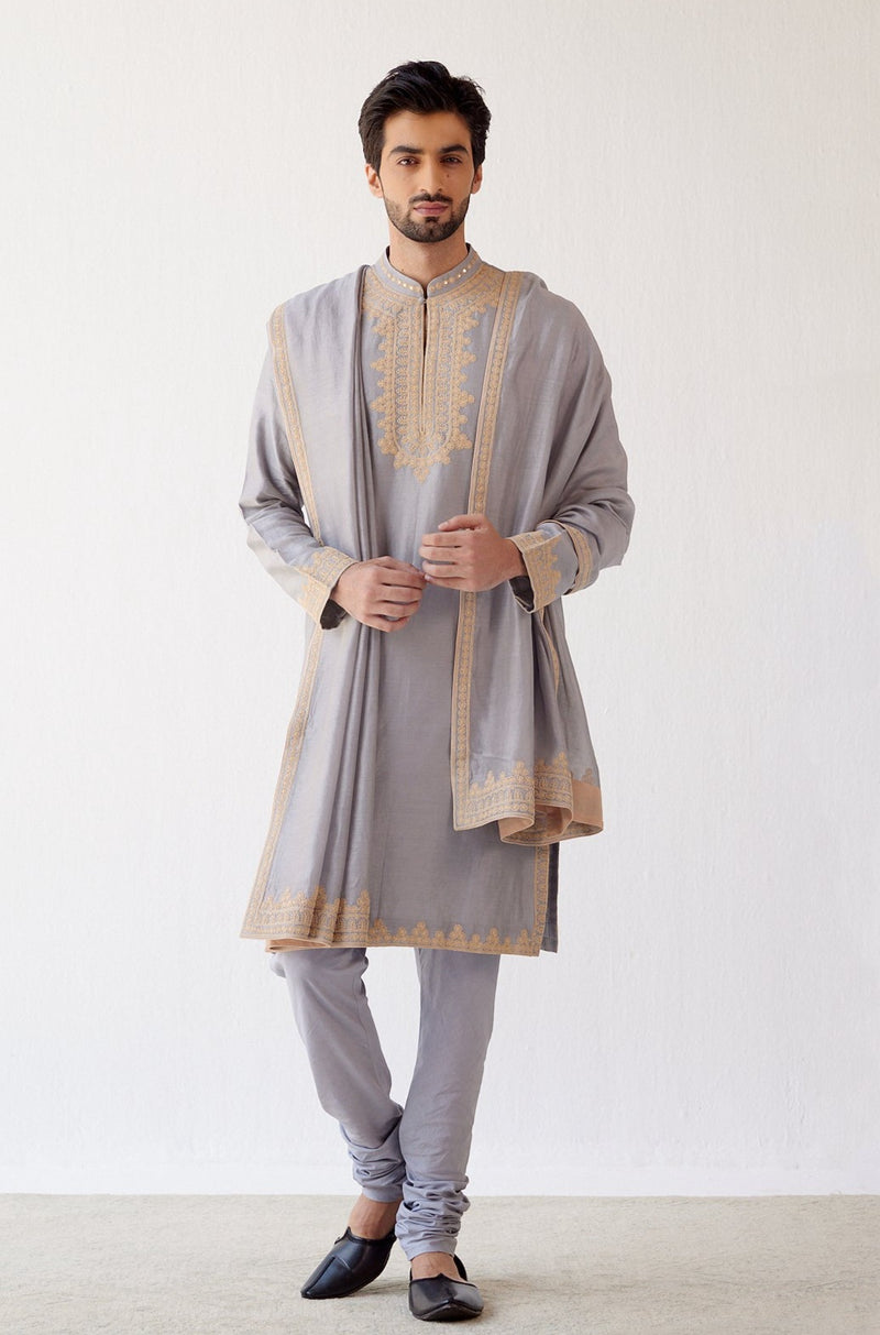 Grey Embroidered Stole