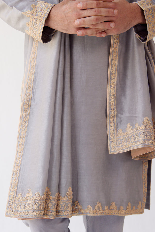 Grey Embroidered Stole
