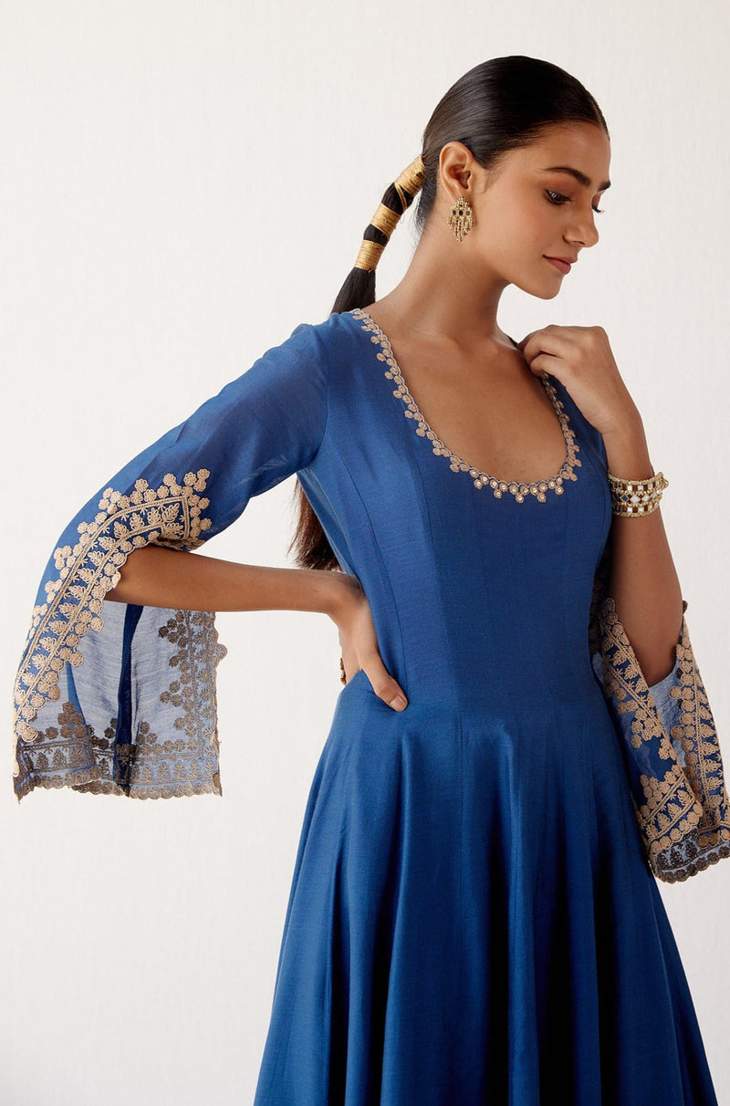 Aishwarya Lekshmi in Blue Dori Embroidered Anarkali Set