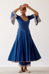 Aishwarya Lekshmi in Blue Dori Embroidered Anarkali Set
