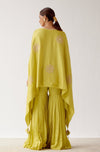 Lime Green Embroidered Cotton Silk Sharara Set