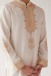Ivory Embroidered Chanderi Kurta Set