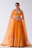 Orange Hand Block Print Lehenga Set
