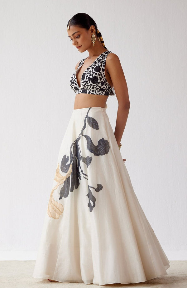 Ivory Hand-Painted Lehenga Set