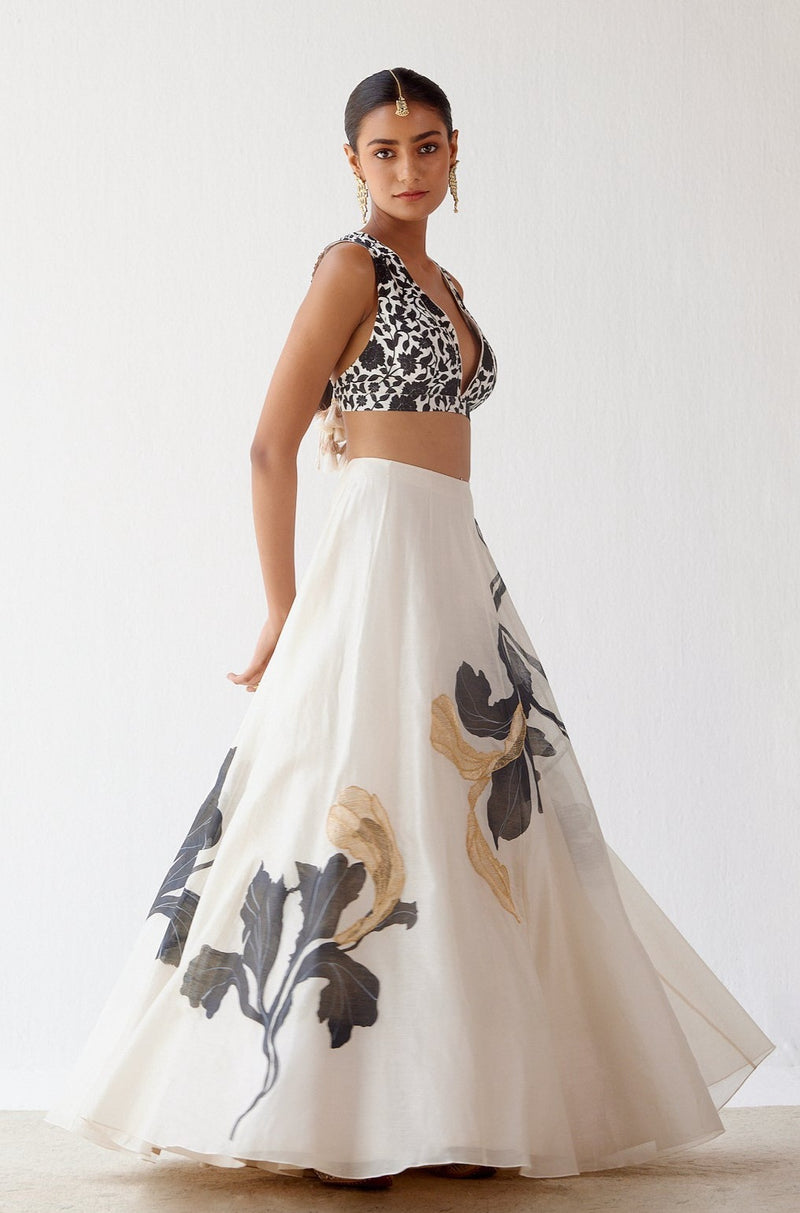 Ivory Hand-Painted Lehenga Set