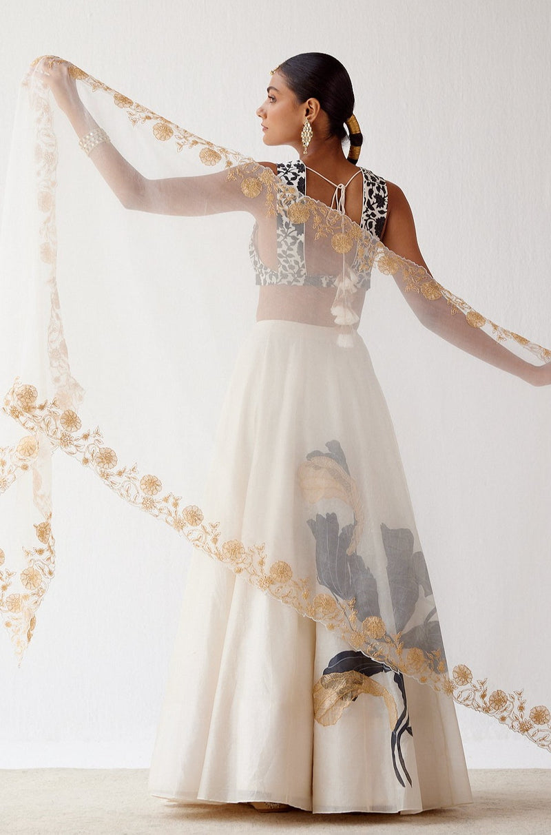 Ivory Hand-Painted Lehenga Set