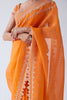 Orange Embroidered Georgette Organza Saree