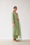 Green Dori Embroidered Kurta Set