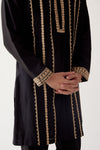 Black Embroidered Chanderi Kurta Set