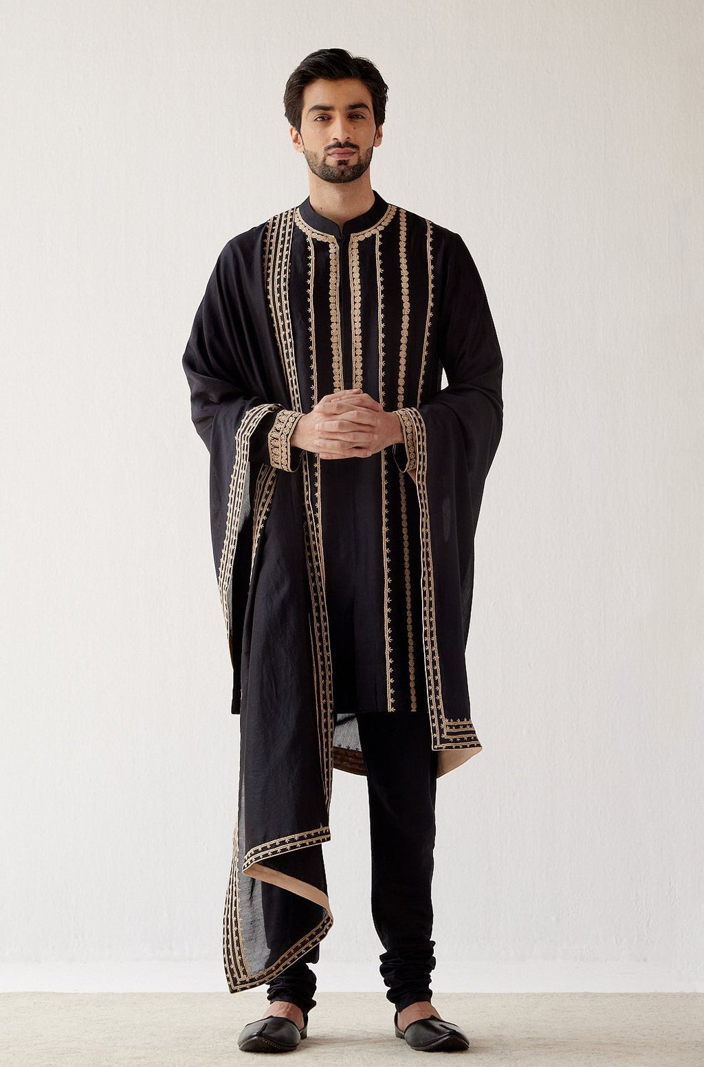 Black Embroidered Stole
