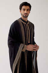 Black Embroidered Stole
