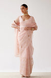 Rashmika Mandanna in Baby Pink Embroidered Organza Saree