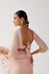 Rashmika Mandanna in Baby Pink Embroidered Organza Saree
