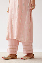 Trisha Krishnan in Blush Pink Zari Detailed Chanderi Kurta Set