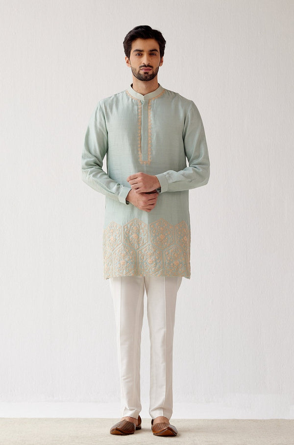 Sage Green Embroidered Short Kurta Set