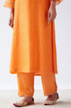 Pooja Hegde in Orange Block Print Embroidered Kurta Set