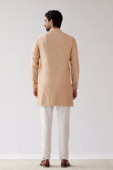 Beige Embroidered Short Kurta Set